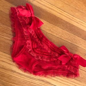 Red Ruffle panty with bows on sides